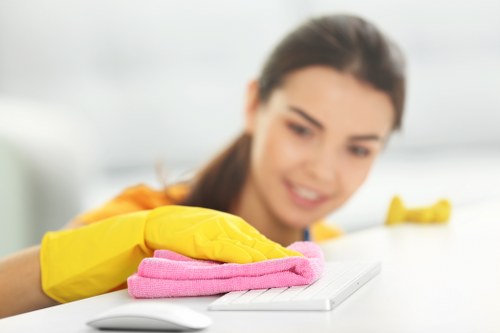 Cleaner monitoring equipment and surroundings during a carpet cleaning task