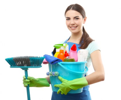 Professional carpet cleaner working carefully in a property